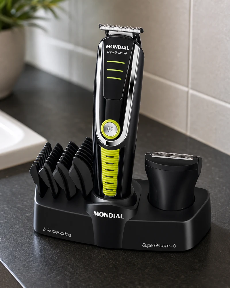 Aparador de Pelos Mondial Super Groom 06 BG-04 Bivolt Preto/Verde