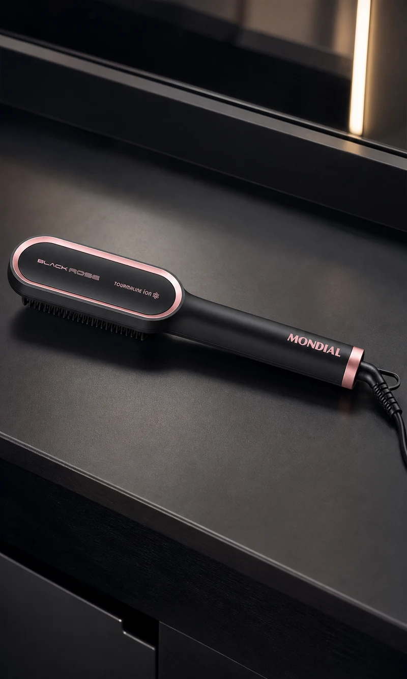 Escova Alisadora Mondial Black Rose EA-07 Bivolt